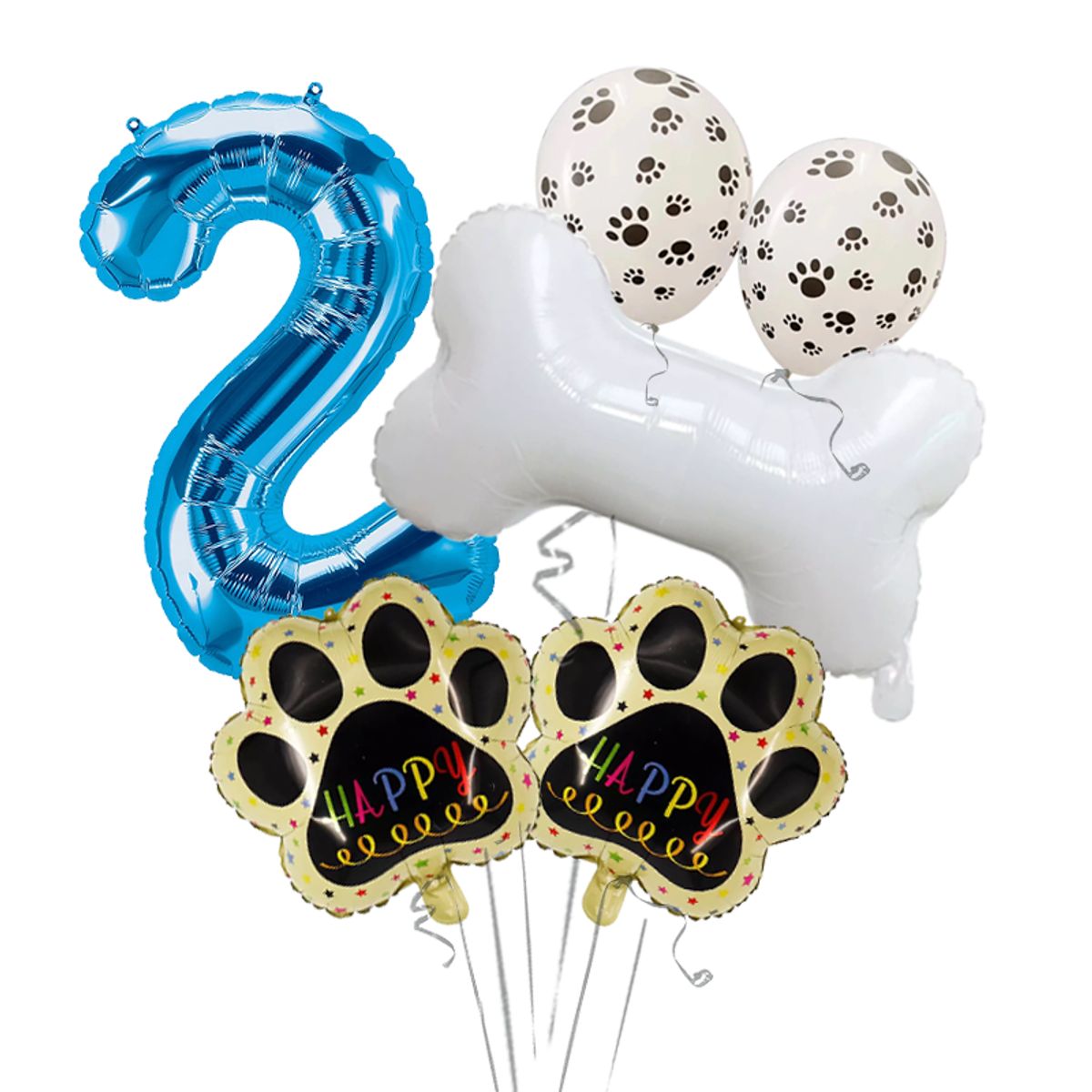 GENERICO - Set de globos de huellas con hueso para cumpleaños