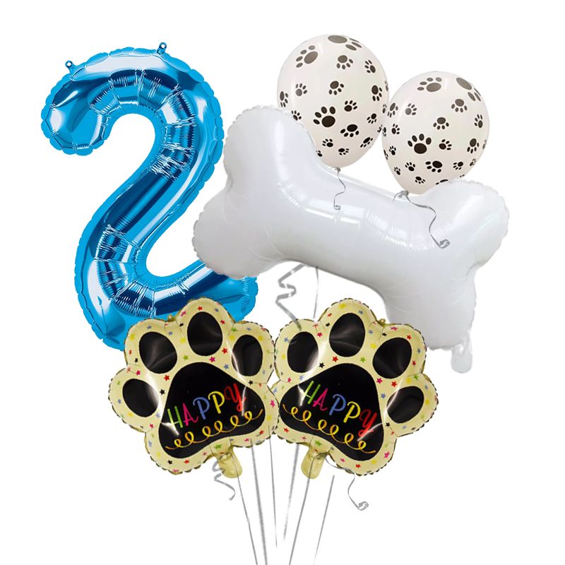 GENERICO - Set de globos de huellas con hueso para cumpleaños