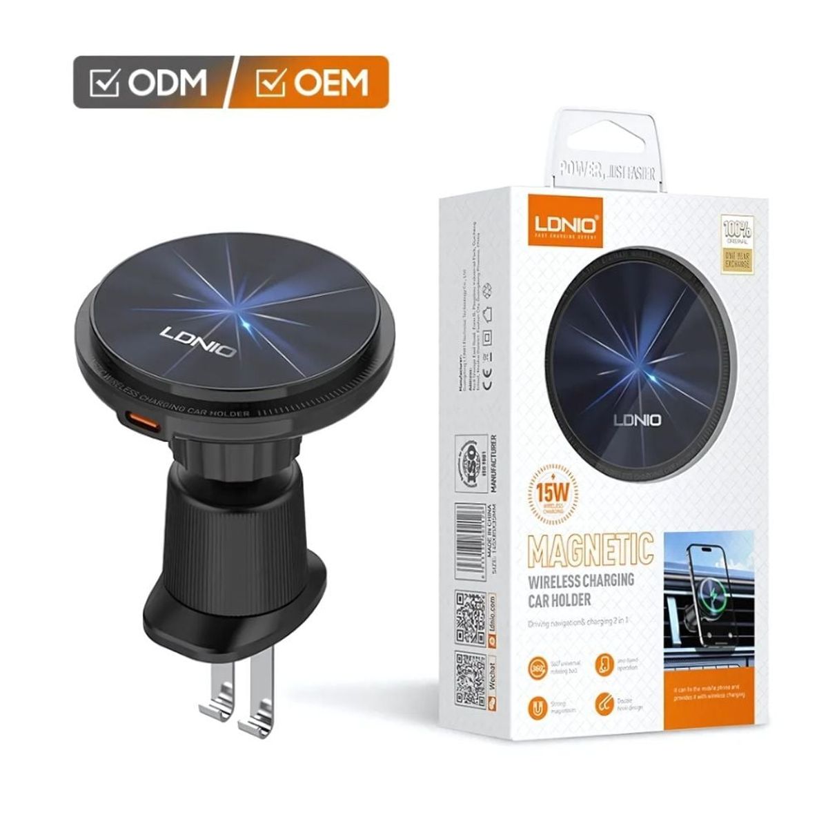 GENERICO - Soporte Magnético Inalámbrico para Auto Carga rápida 15W