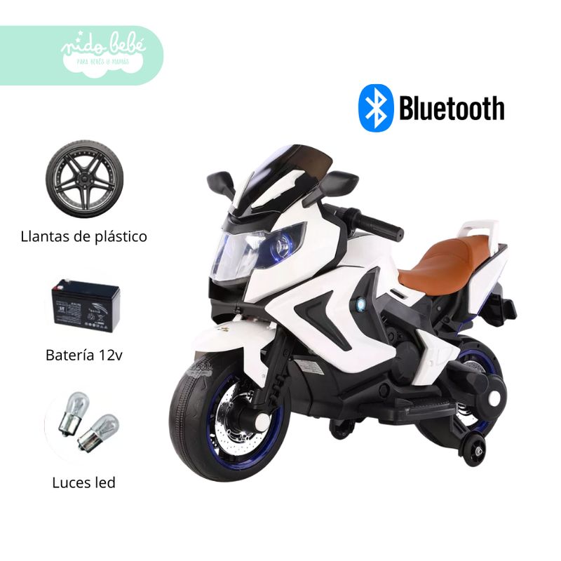 GENERICO - Moto a Bateria Con Bluetooth Musical Amie White