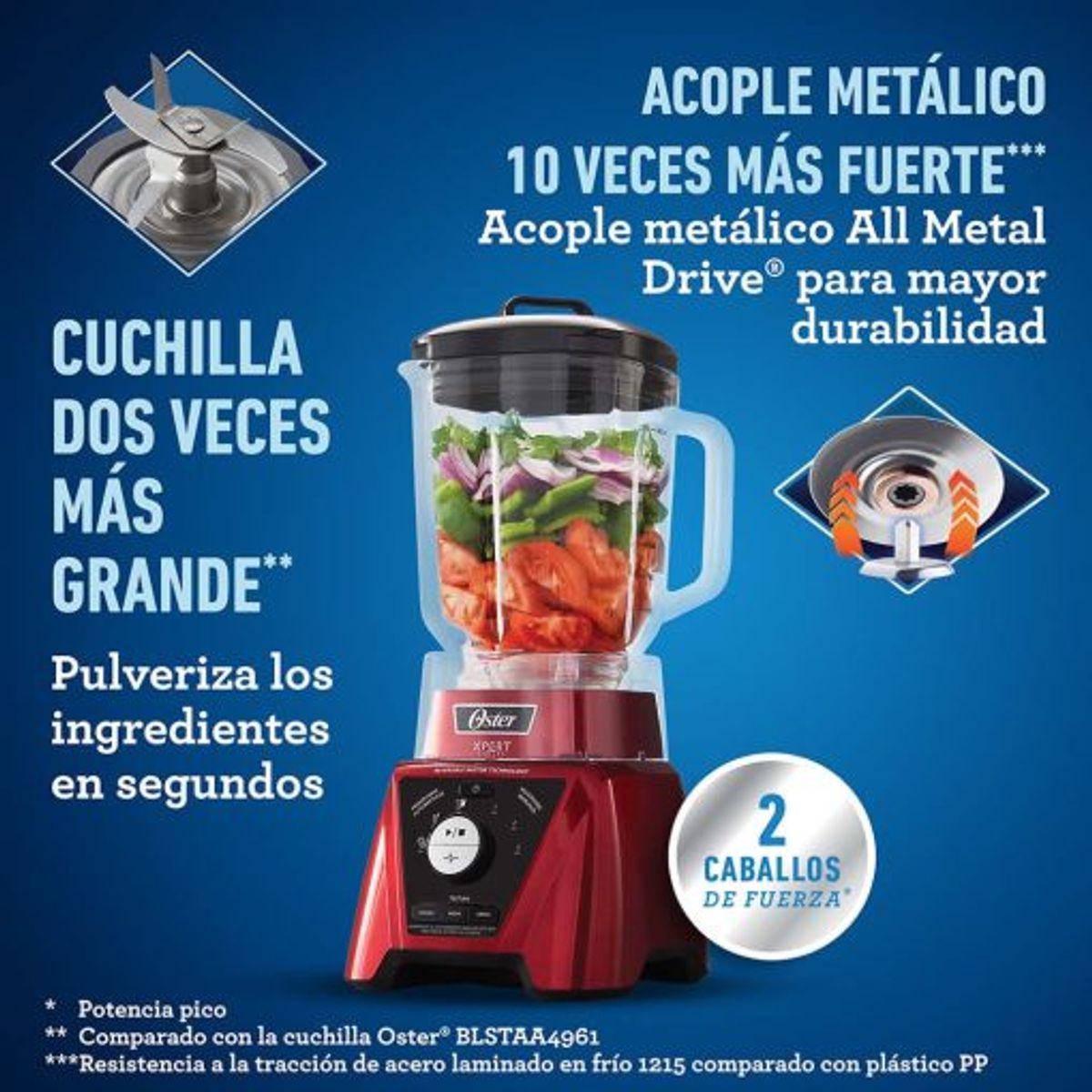 OSTER - Licuadora Xpert Series roja con vaso Blend N Go – Oster BLST3B RPG 053