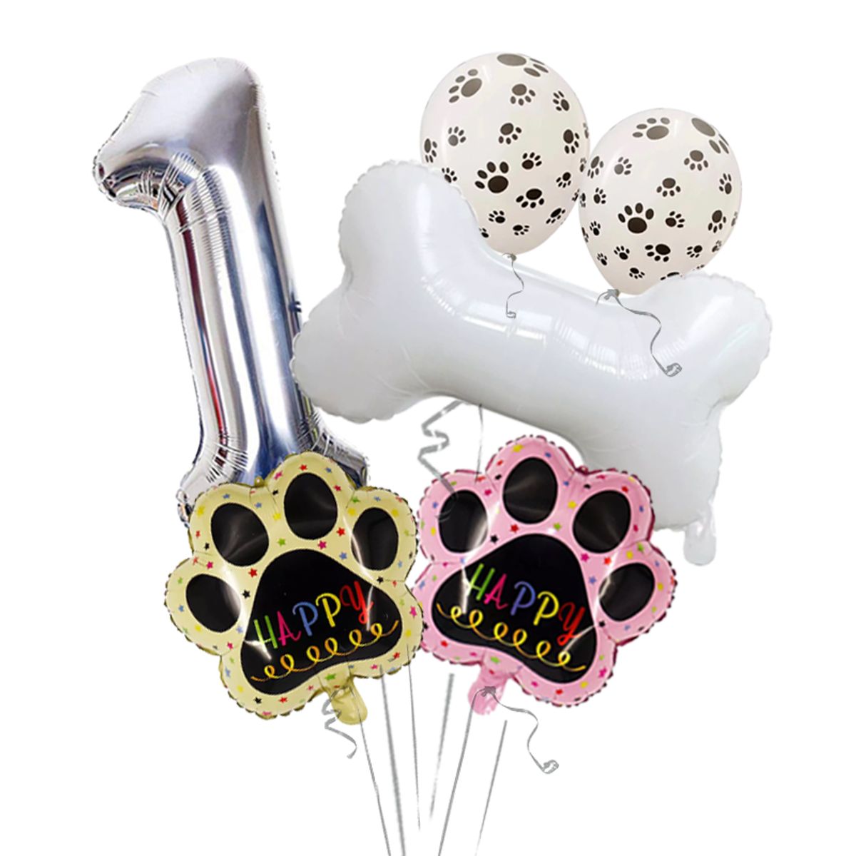 GENERICO - Set de globos de huellas con hueso para cumpleaños