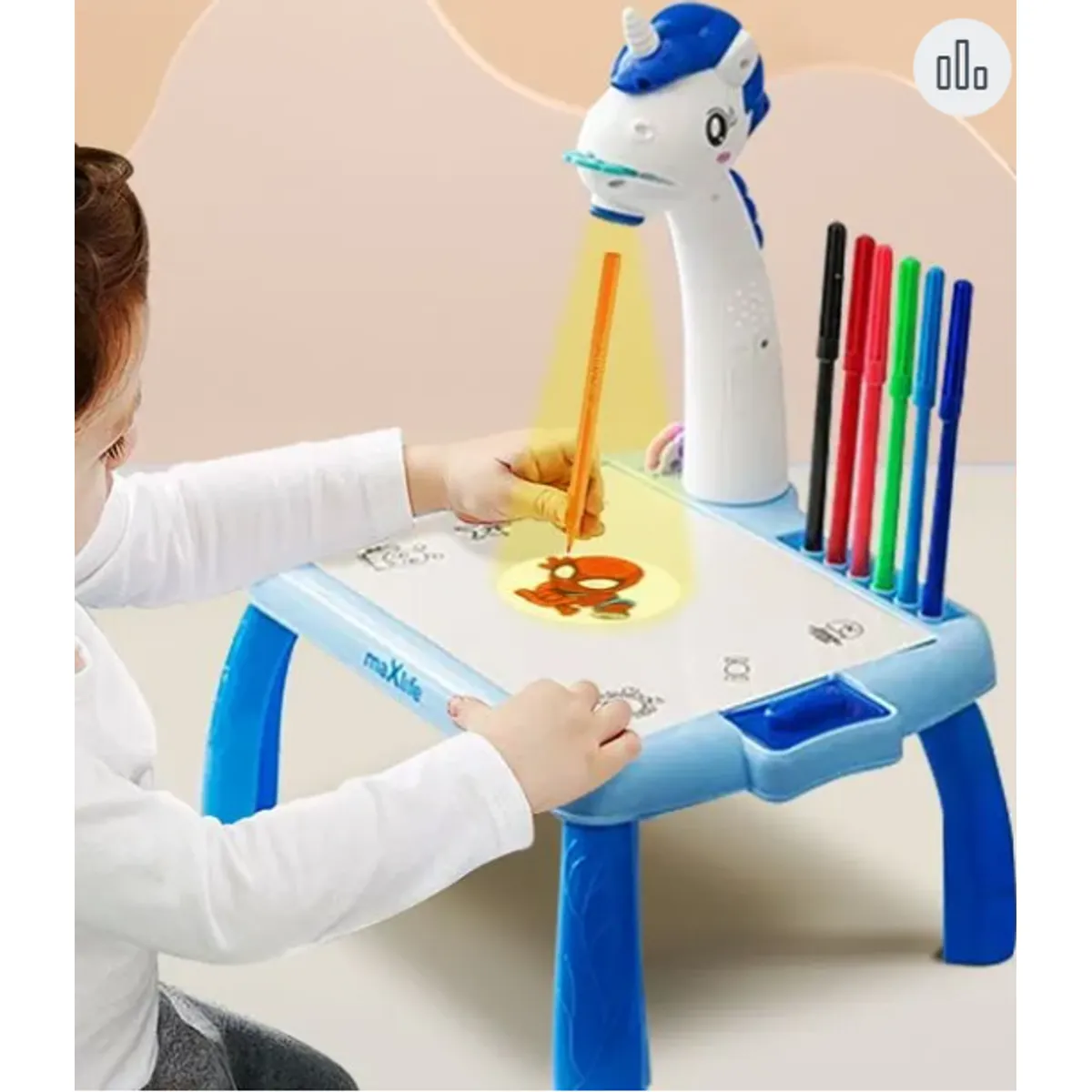 GENERICO - Mesa de Dibujo Unicornio Tetris 2 en 1 Musical Azul