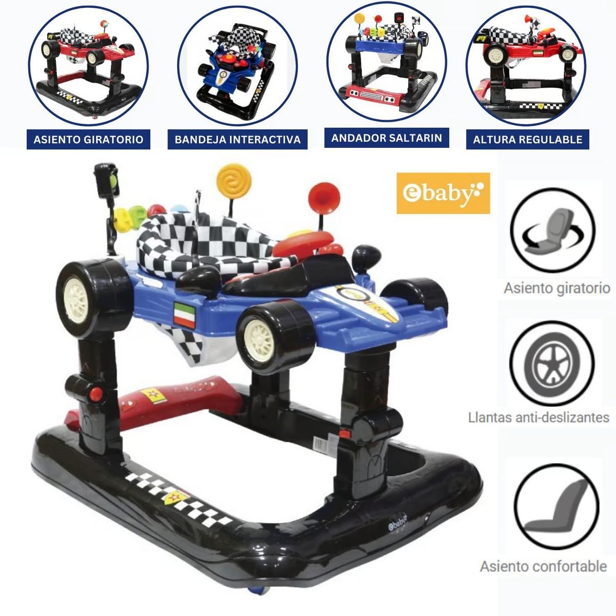 EBABY - Andador y Saltarín para bebe Delmi Azul