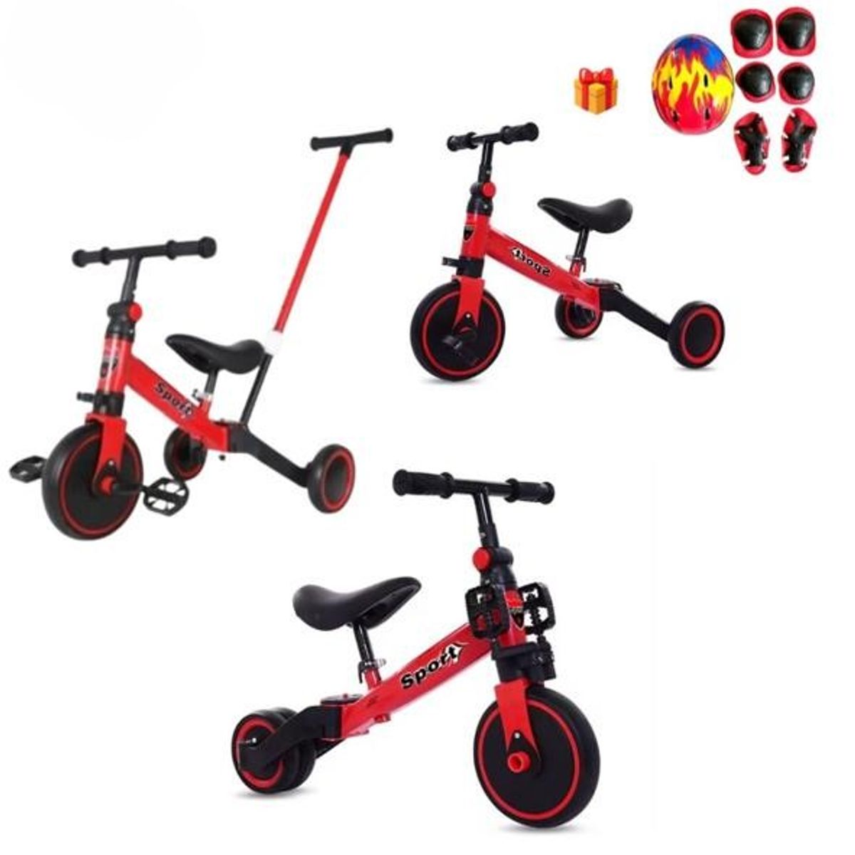 GENERICO - Triciclo 3 en 1 Rojo