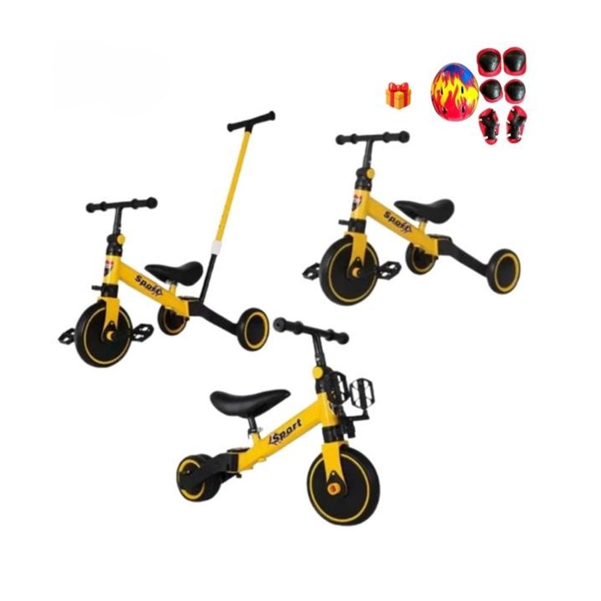 GENERICO - Triciclo 3 en 1 Amarillo