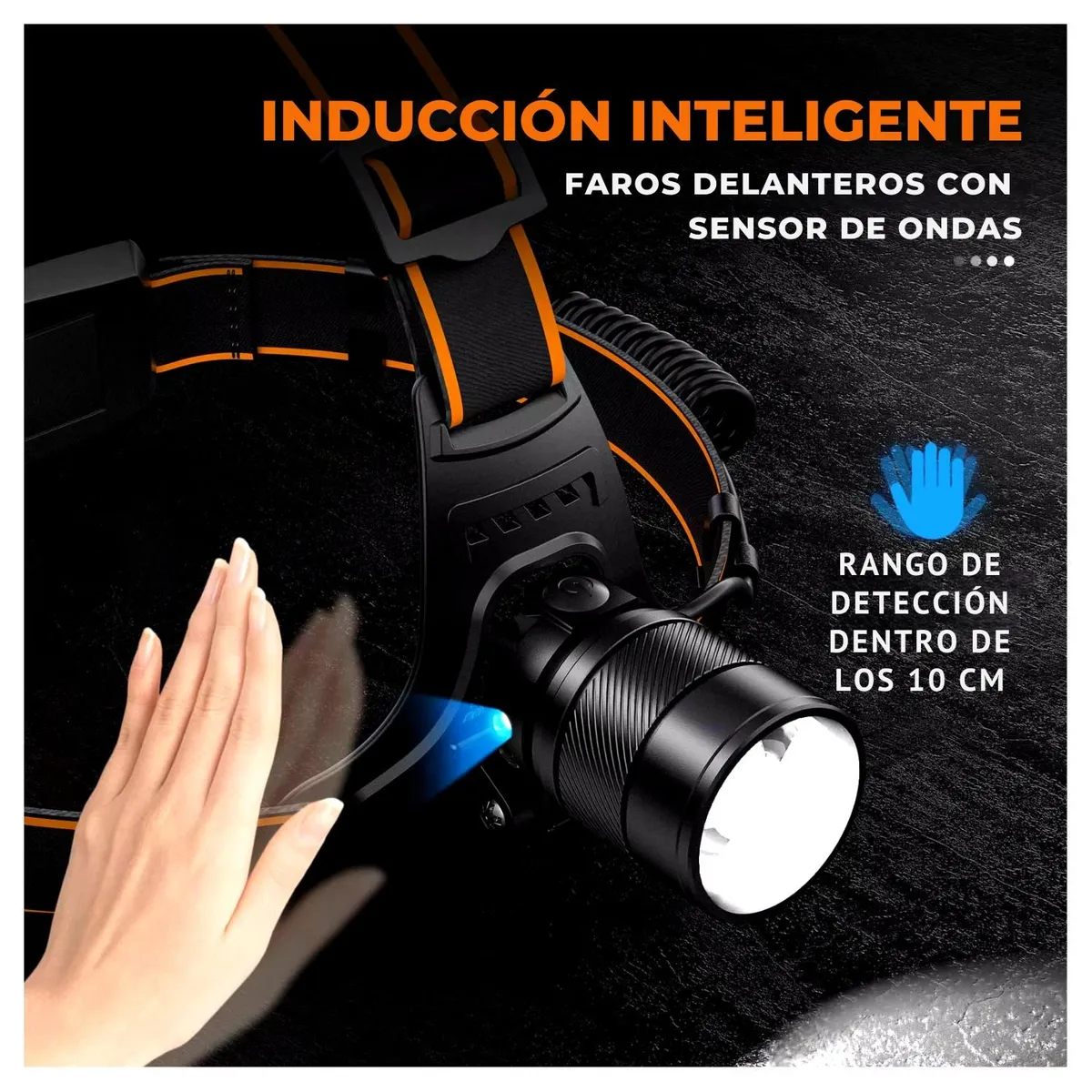 OEM - Linterna de cabeza frontal Recargable Profesional  Sensor Inteligente