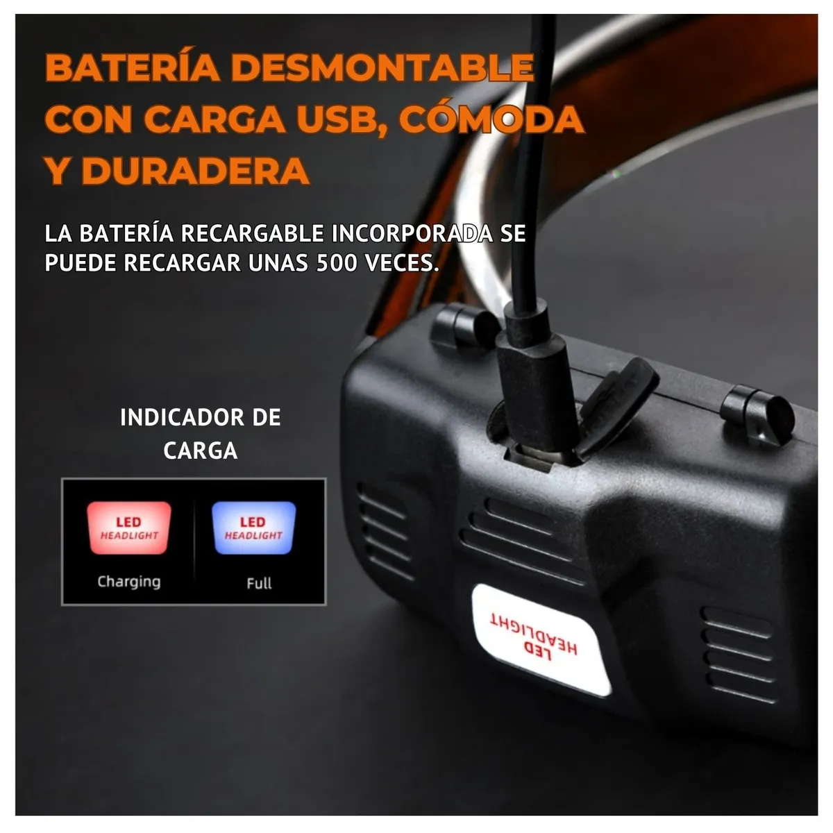 OEM - Linterna de Cabeza Recargable Resistente al Agua y Sensor Integrado