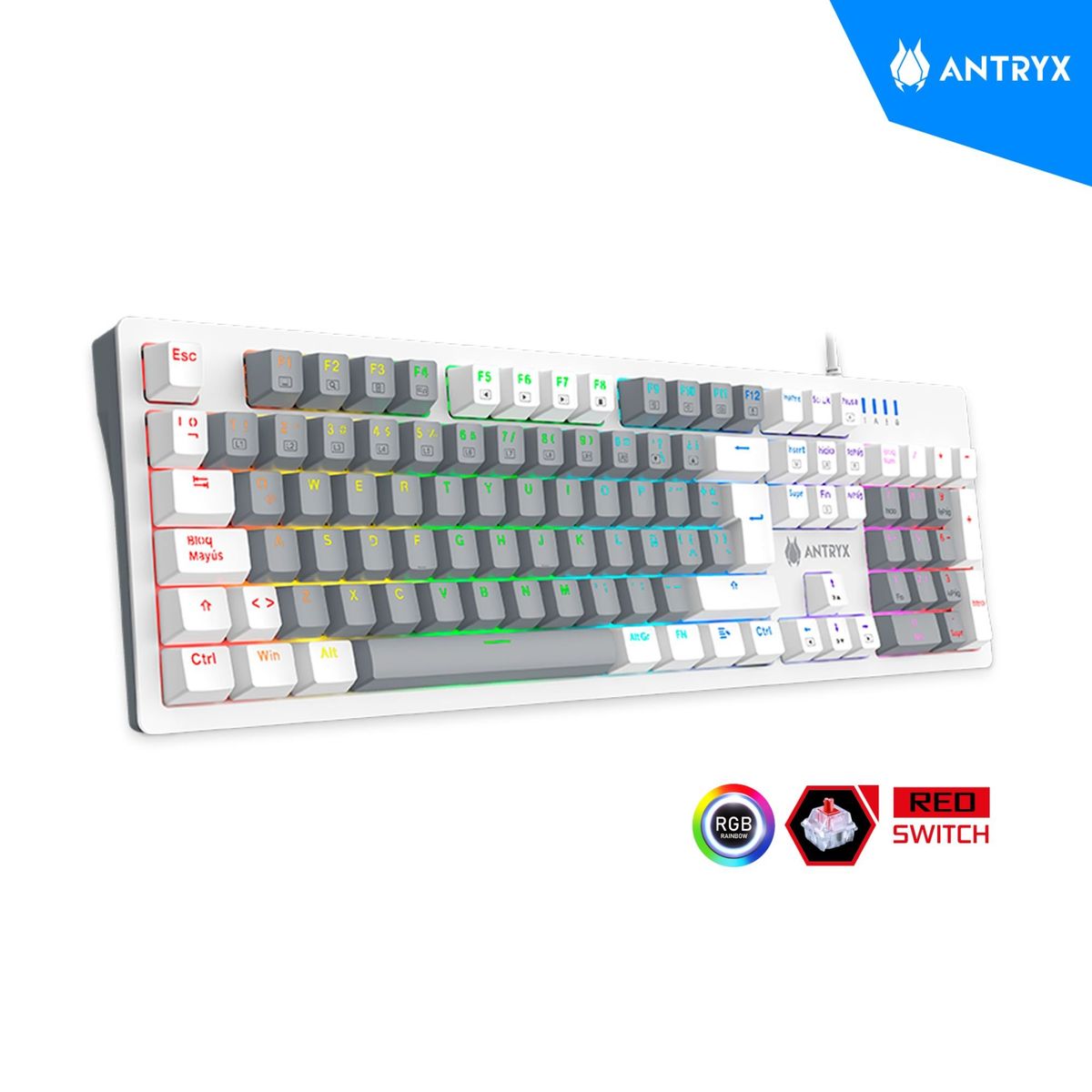 ANTRYX - TECLADO MECANICO ANTRYX MK860L WHITE & GRAY RED SWITCH