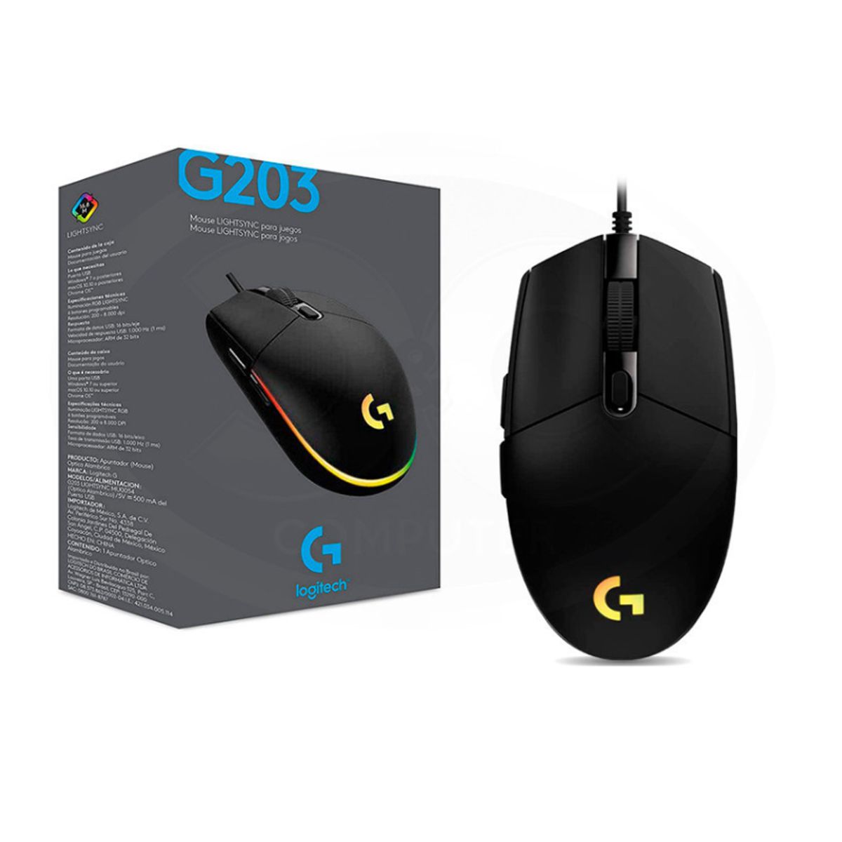 LOGITECH - MOUSE LOGITECH G203 LIGHTSYNC BLACK