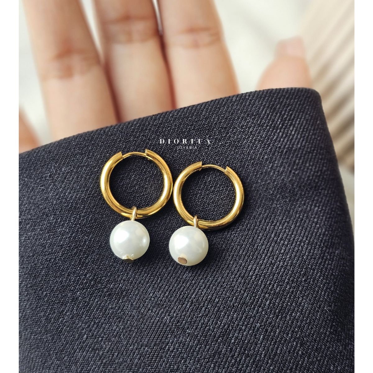 GENERICO - ARETES DE PERLAS ARETES DE ACERO MUJER