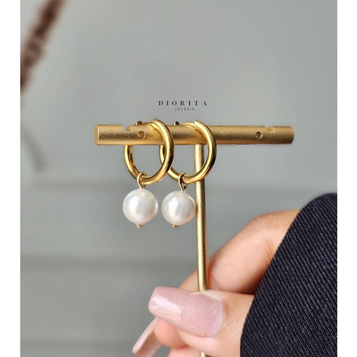 GENERICO - ARETES DE PERLAS ARETES DE ACERO MUJER