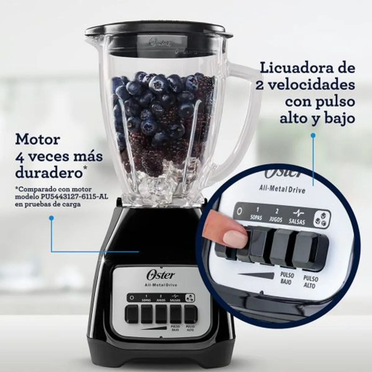 OSTER - Licuadora Oster de 1.5L – Negro Kaliman BLSTKAG BPB 053