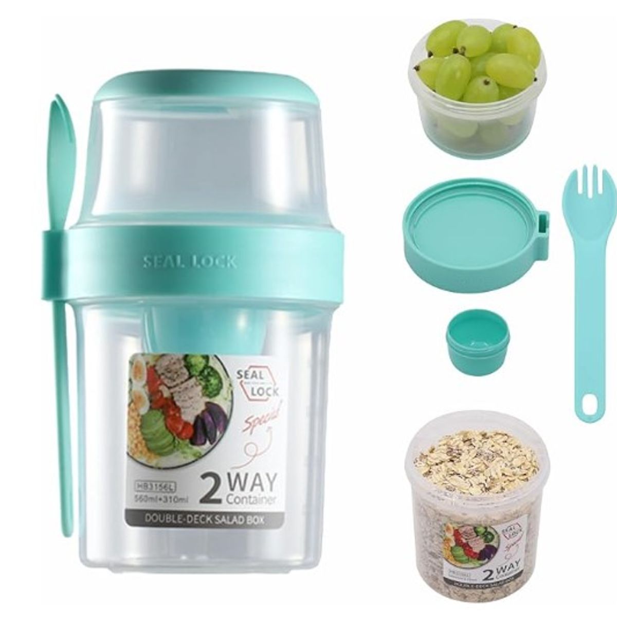 GENERICO - Vaso 2en1 para Yogur o Ensaladas Verde