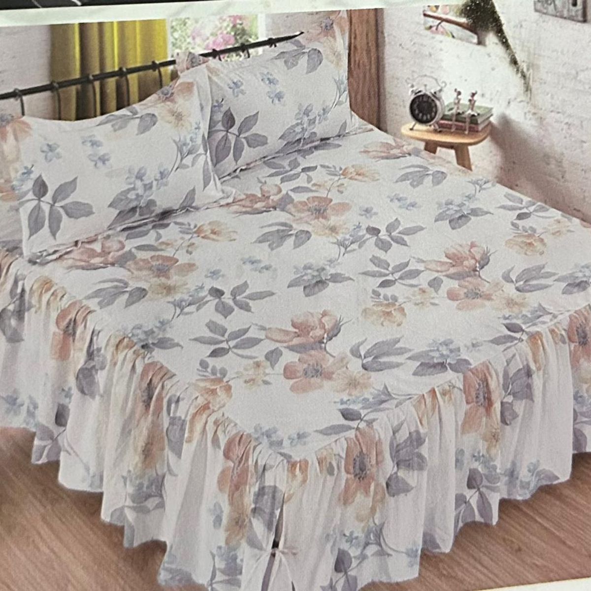 MINGDA - Set de Sabana con Blonda 2 Pz de 4 Pieza 100% Algodón