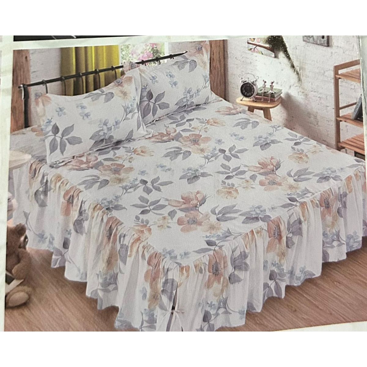 MINGDA - Set de Sabana con Blonda 2 Pz de 4 Pieza 100% Algodón