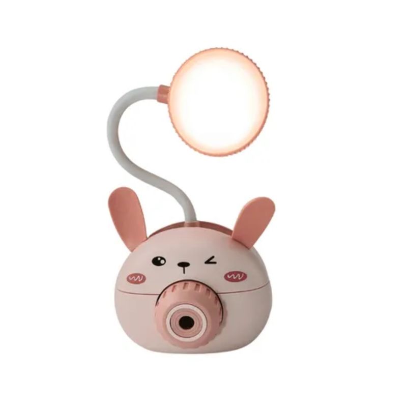 GENERICO - Lampara Led con Portalápiz Infantil Conejito Rosa con Sacapuntas