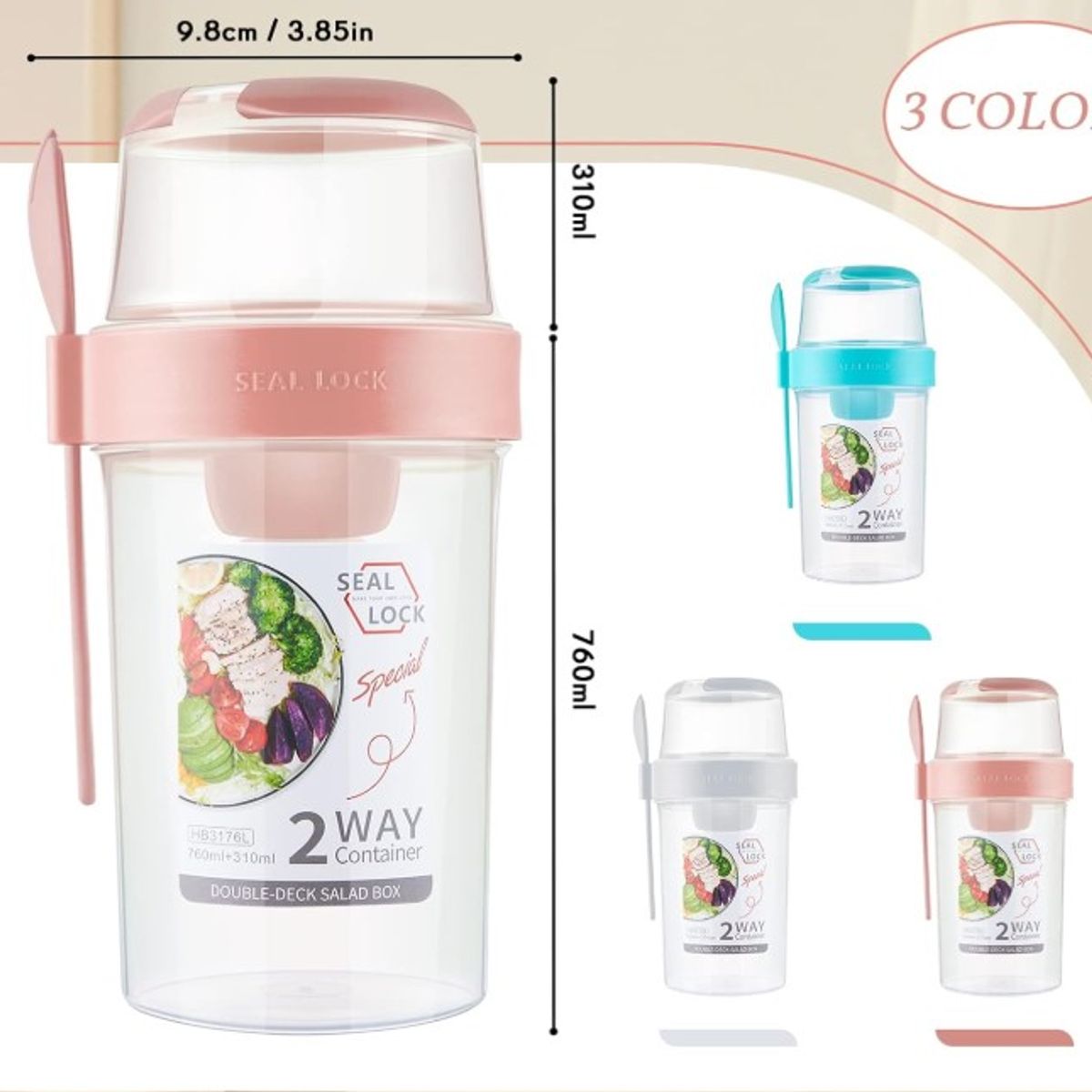 GENERICO - Pack x 3 Vasos para Ensaladas o Yogur