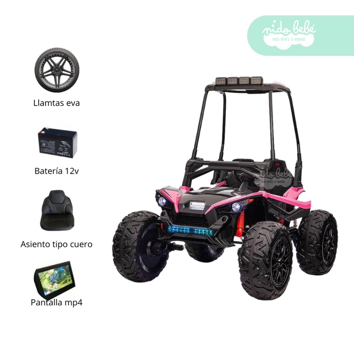 GENERICO - Carro a Batería 4x4 Licenciado Ultra Pink con toldo