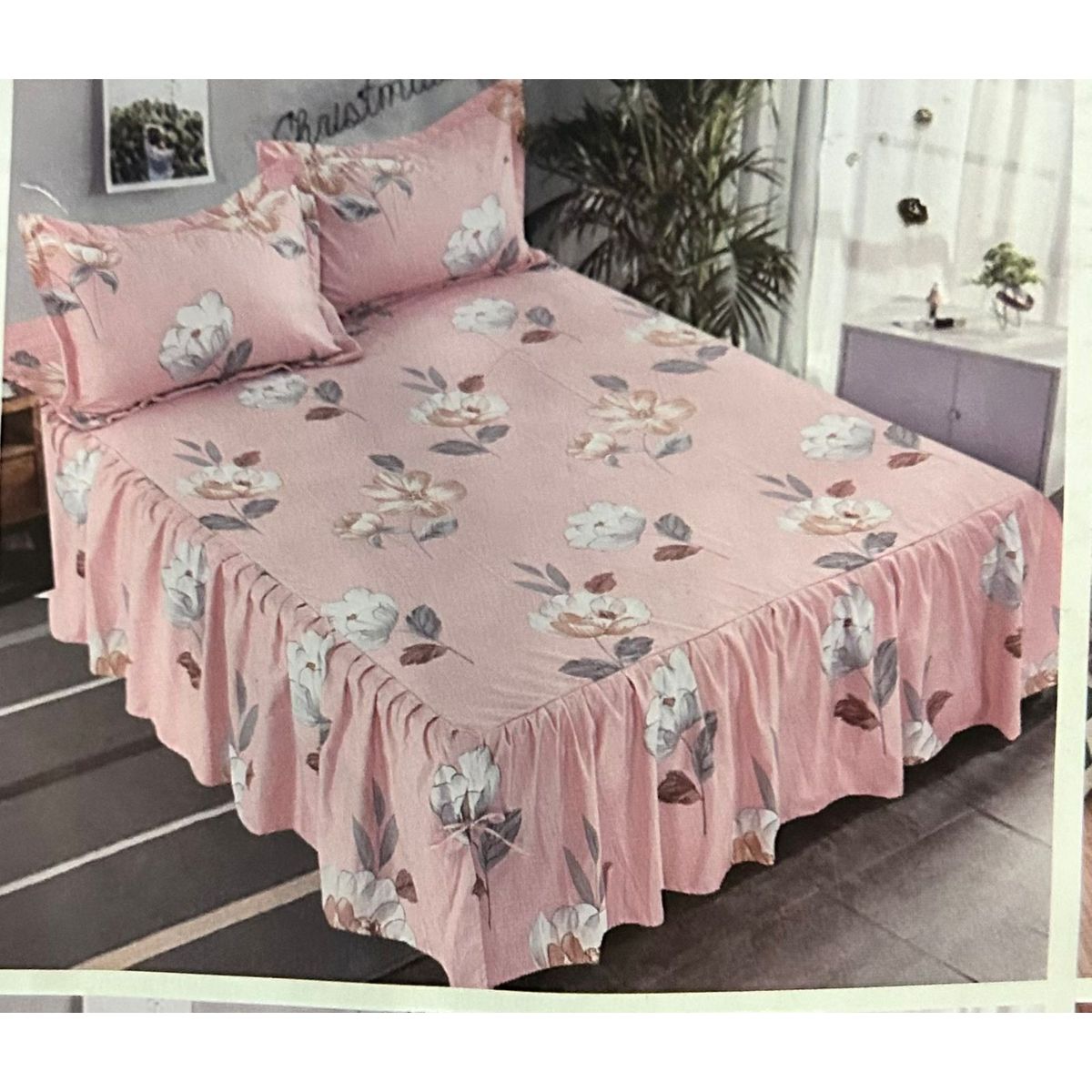 MINGDA - Set de Sabana con Blonda 2 Pz de 4 Pieza 100% Algodón