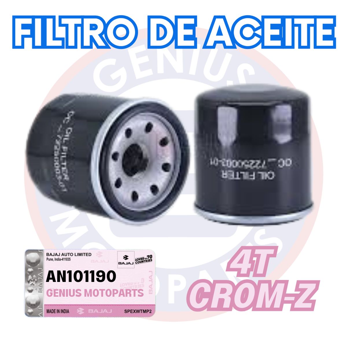 BAJAJ - FILTRO DE ACEITE 4T CROM-Z