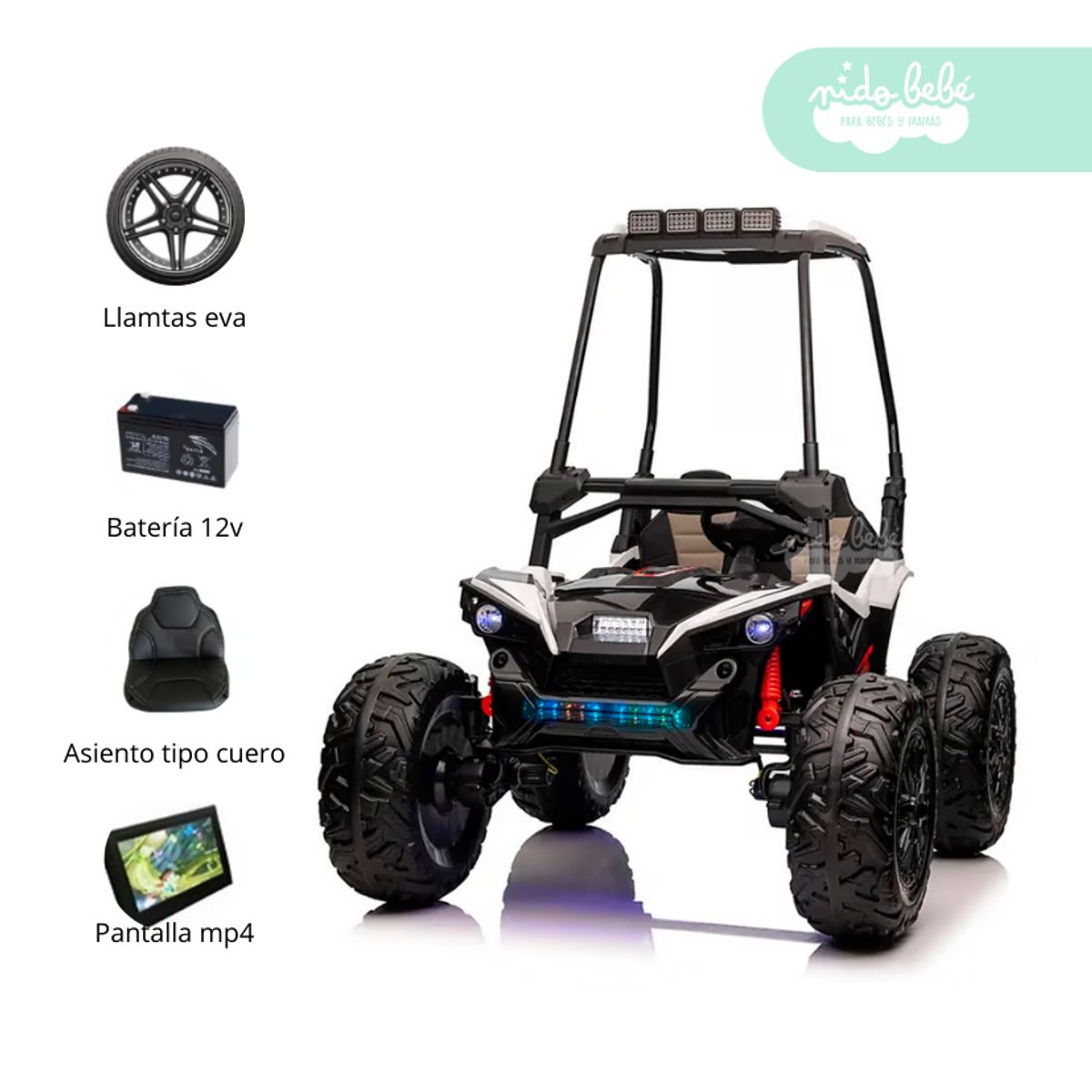 GENERICO - Carro a Batería 4x4 Licenciado Ultra White con toldo