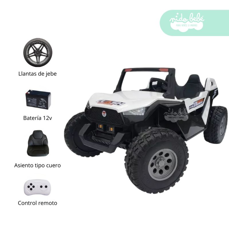 GENERICO - Carro a Batería con Pantalla Led 4x4 WHITE
