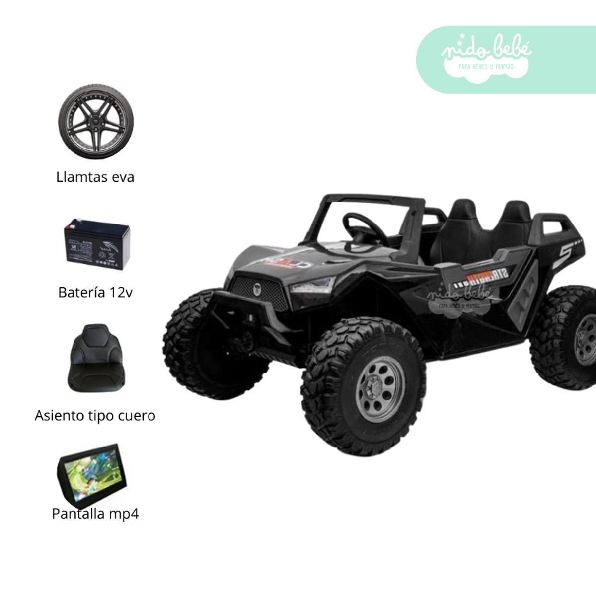 GENERICO - Carro a Batería con Pantalla Led 4×4 BLACK