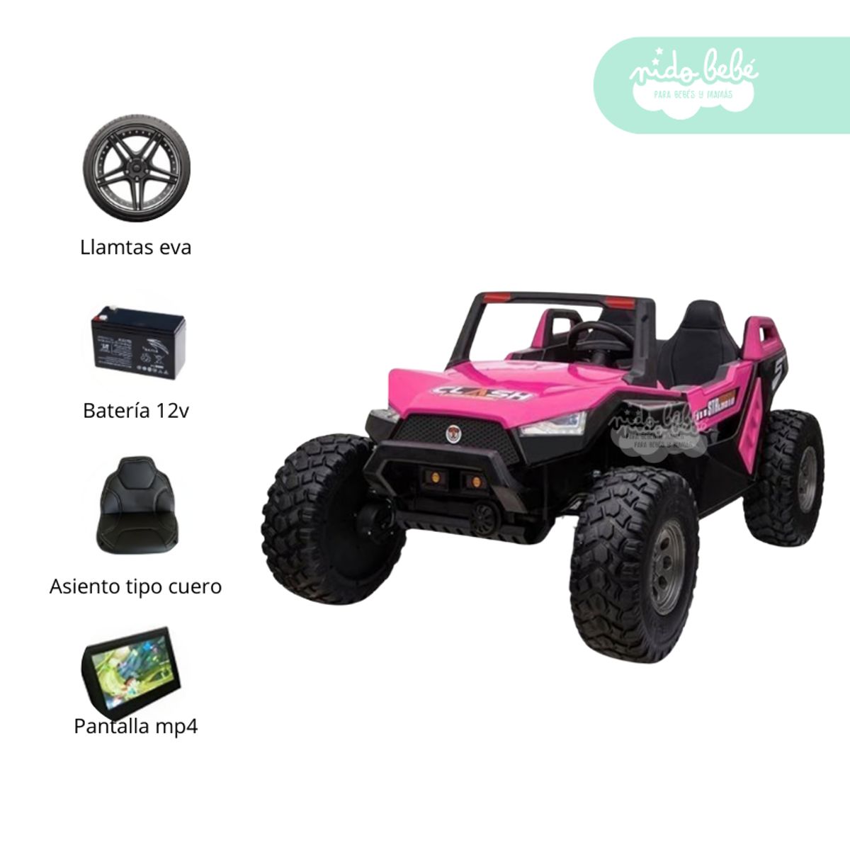 GENERICO - Carro a Batería con Pantalla Led 4×4 PINK