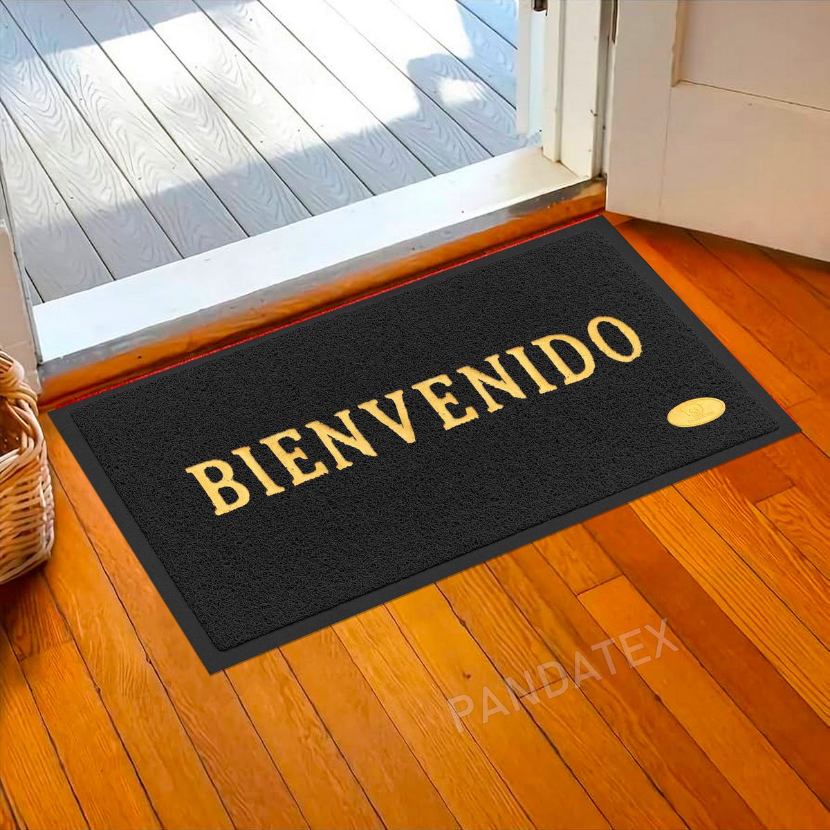 SM - ALFOMBRA BIENVENIDO ANTIDESLIZANTE CON BORDES 38X58 CM NEGRO