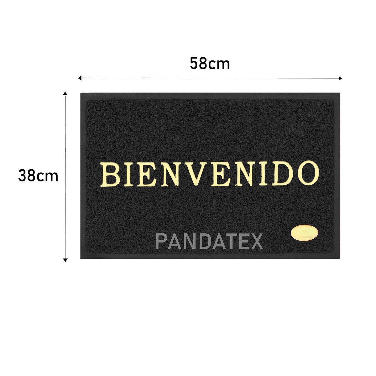 SM - ALFOMBRA BIENVENIDO ANTIDESLIZANTE CON BORDES 38X58 CM NEGRO