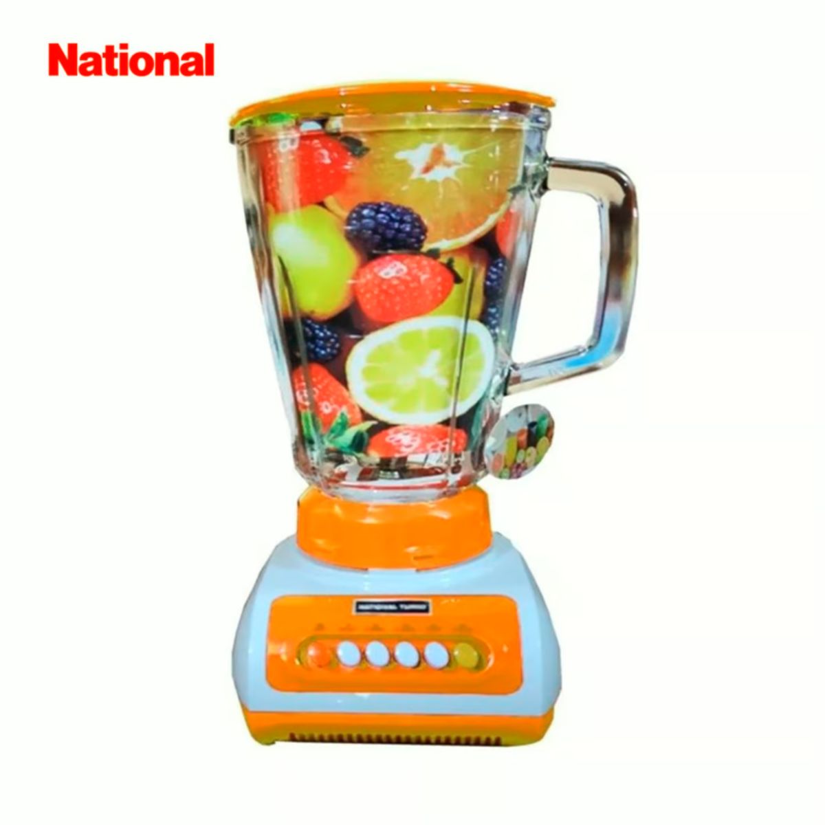 NATIONAL - Licuadora National Turbo con Doble Vaso de Vidrio Templado 900W Naranja