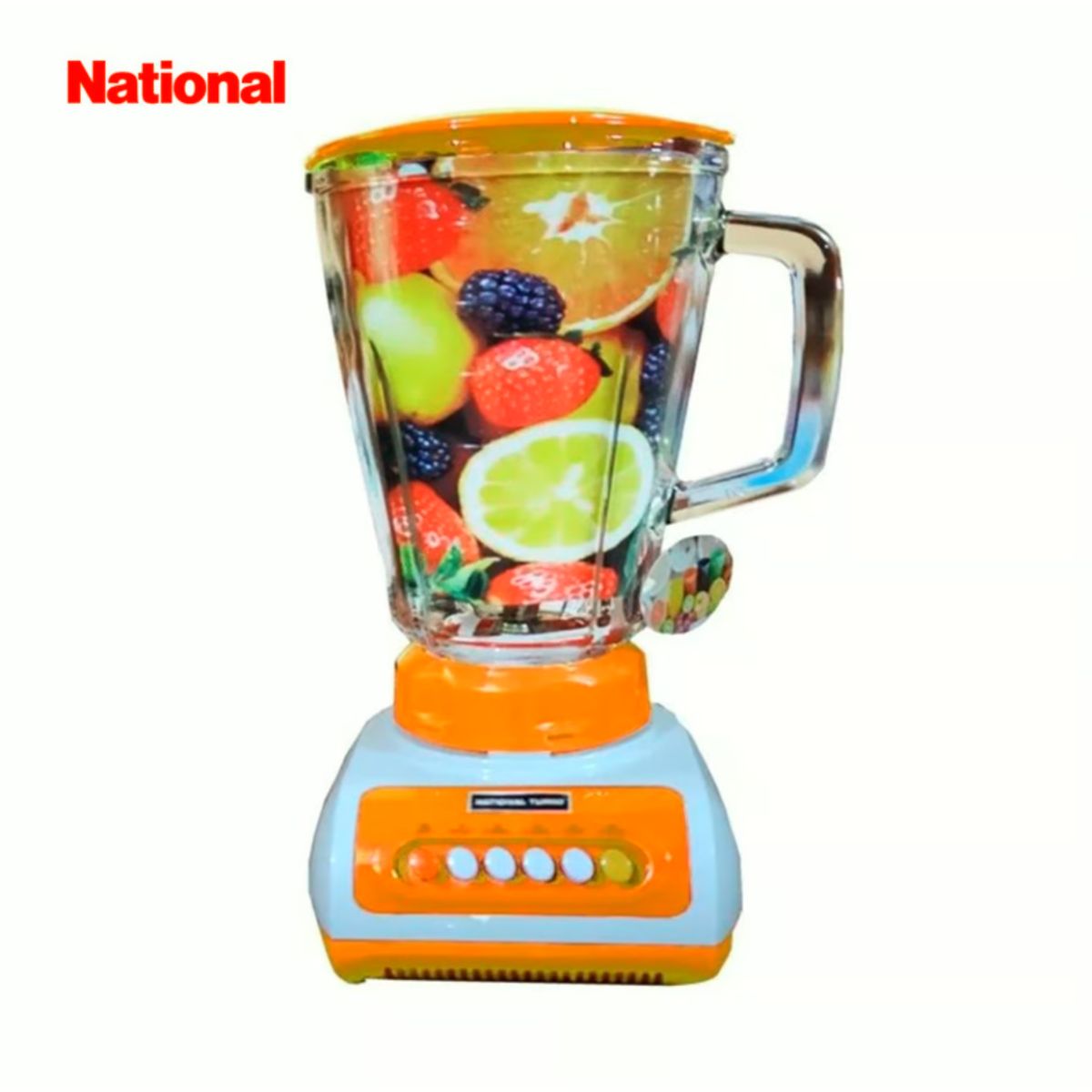 NATIONAL - Licuadora National Turbo con Doble Vaso de Vidrio Templado 900W Naranja