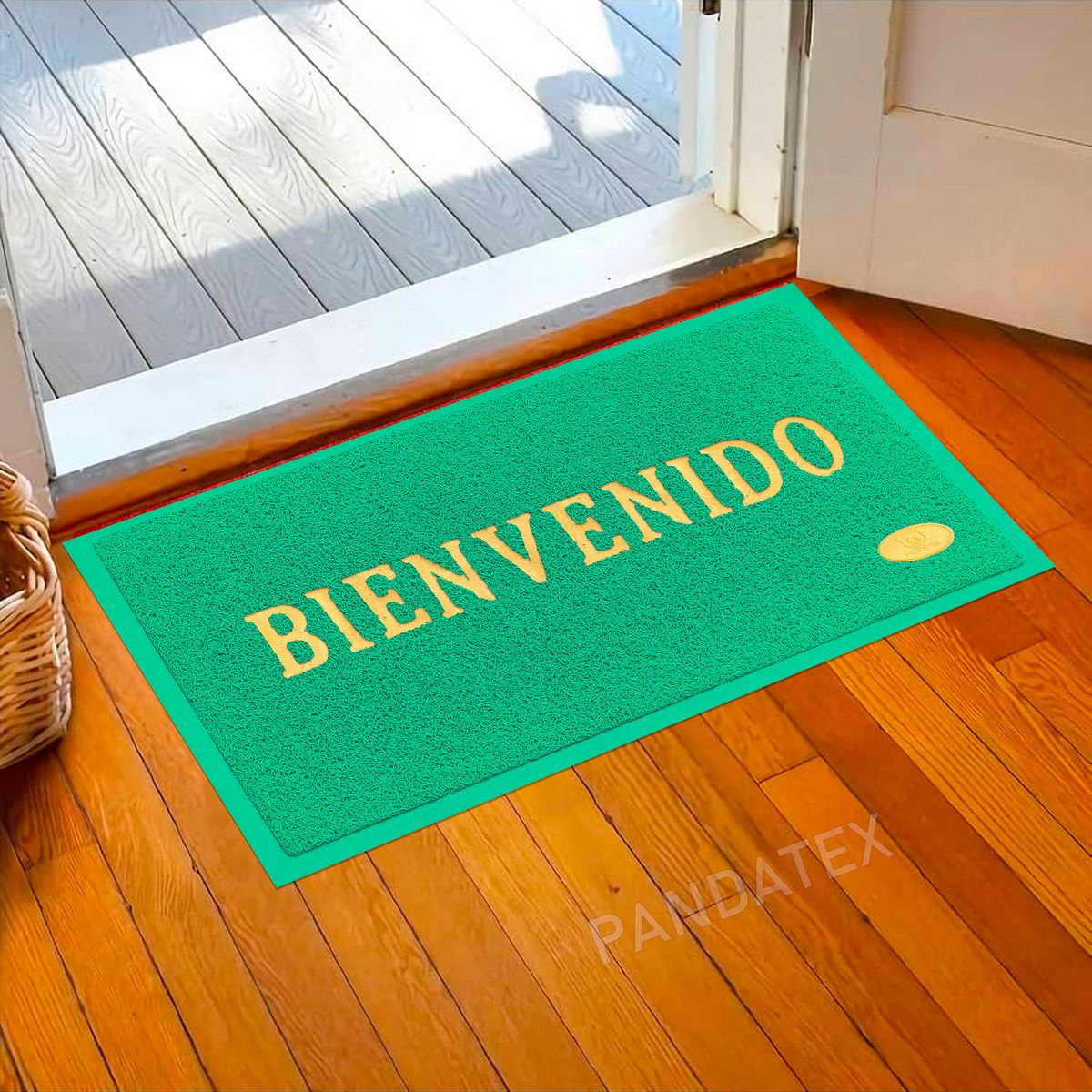 SM - ALFOMBRA BIENVENIDO ANTIDESLIZANTE CON BORDES 38X58 CM VERDE