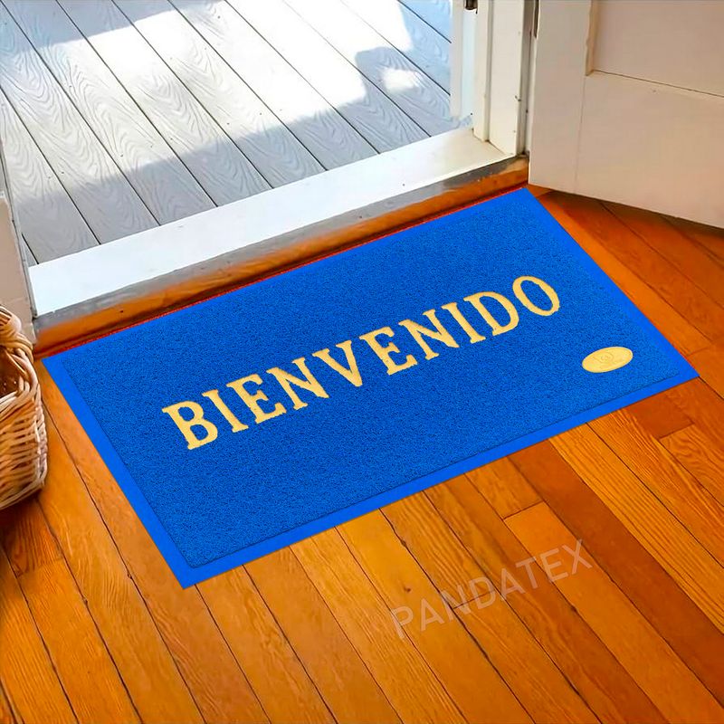 SM - ALFOMBRA BIENVENIDO ANTIDESLIZANTE CON BORDES 38X58 CM AZUL