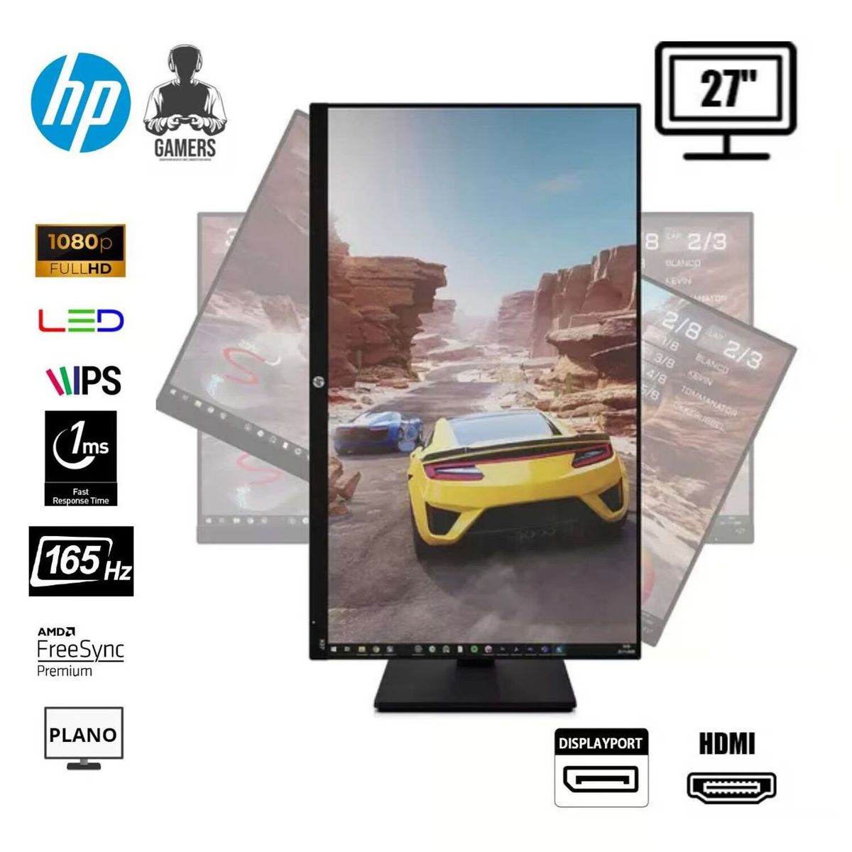 HP - Monitor Gamer HP X27 G5 27 Panel IPS 165Hz 1ms 1920x10801