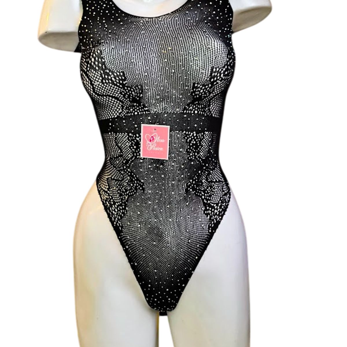 GENERICO - LENCERIA  MALLA  BODY BRILLOS  CATSUIT