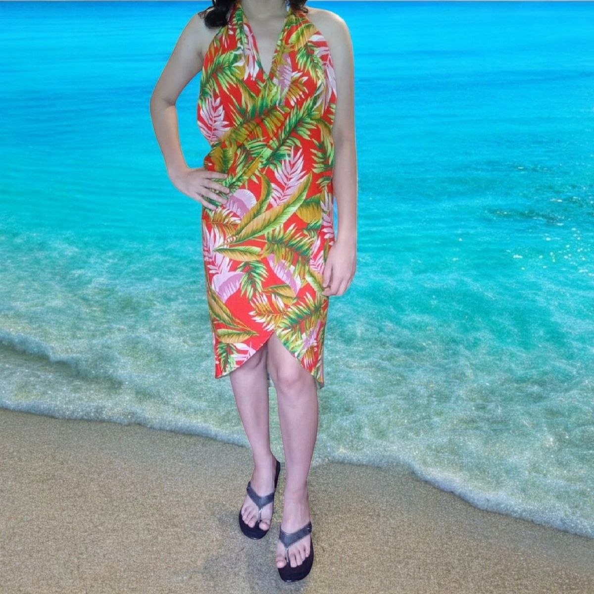 GENERICO - Pareo Vestido 2 en 1 Print Art Naranja