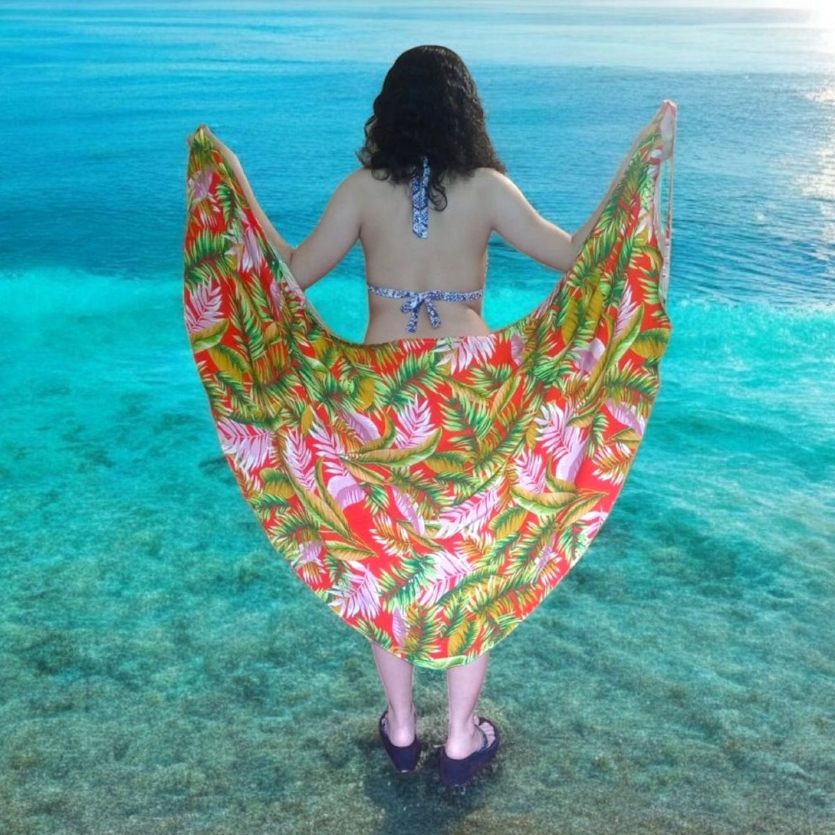 GENERICO - Pareo Vestido 2 en 1 Print Art Naranja