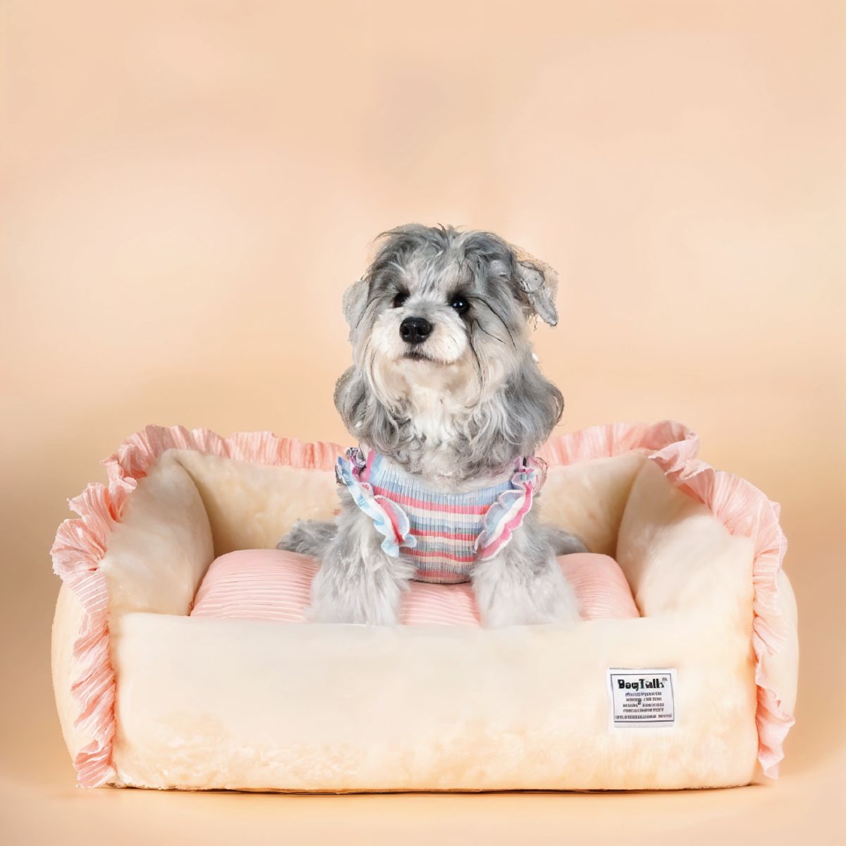 S&T - Cama Para Perros Suave Piel De Conejo AmarilloRosa - Talla S
