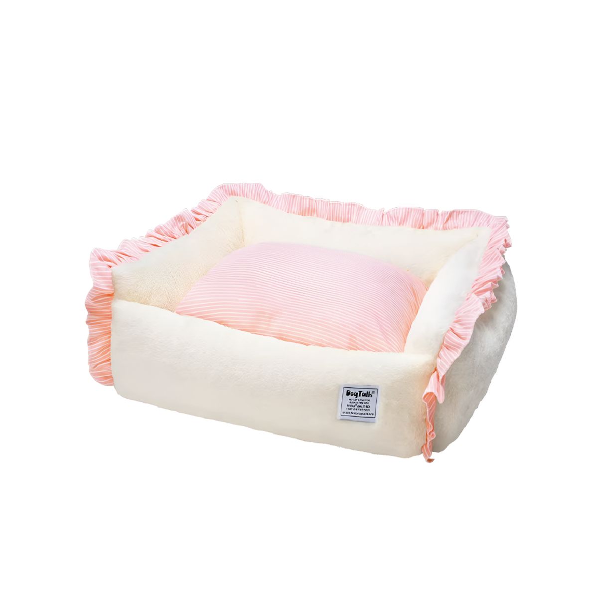 S&T - Cama Para Perros Suave Piel De Conejo AmarilloRosa - Talla M