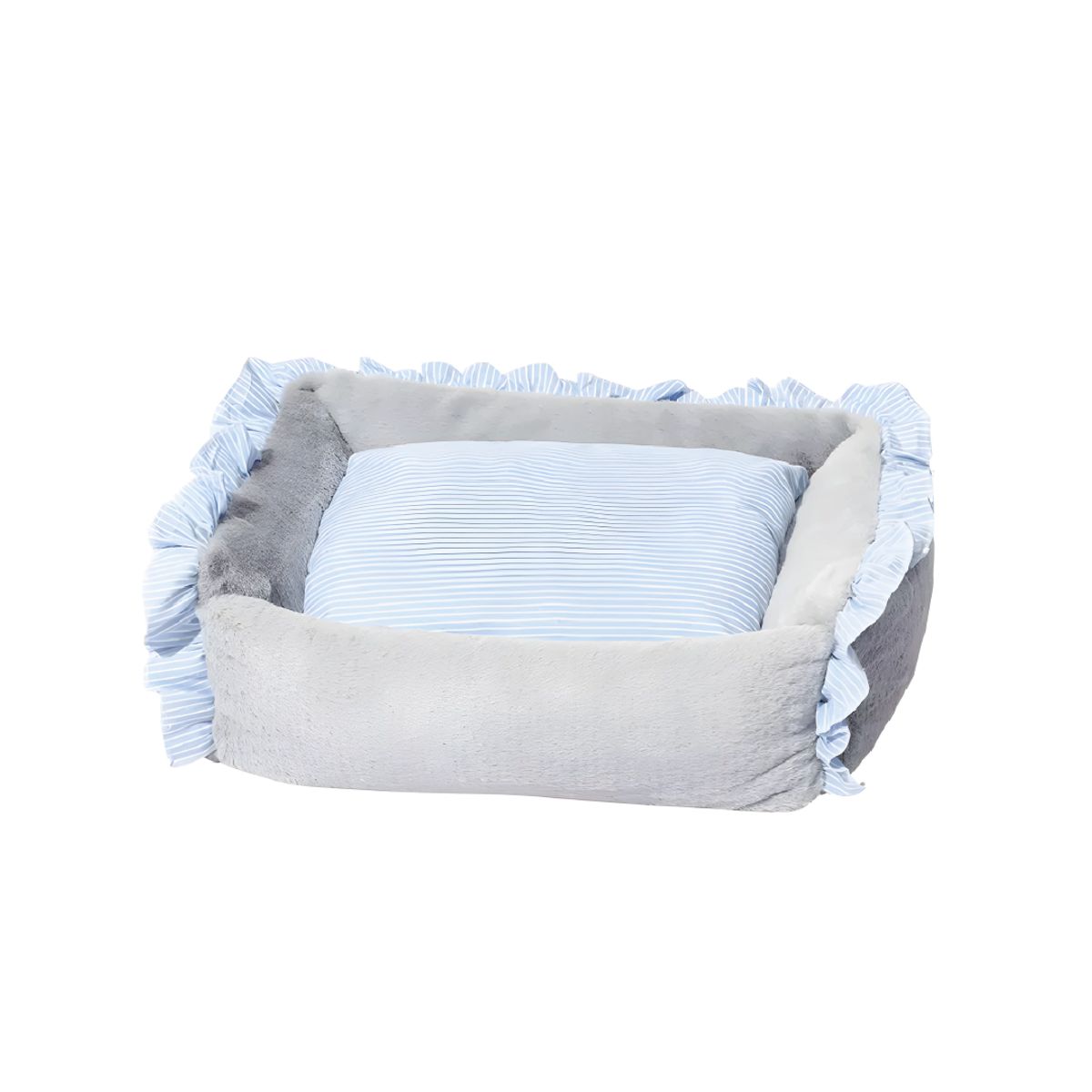 S&T - Cama Para Perros Suave Piel De Conejo GrisCeleste - Talla S