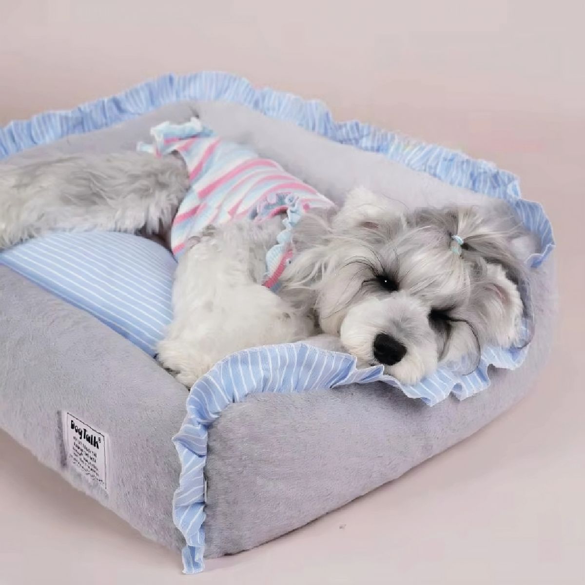 S&T - Cama Para Perros Suave Piel De Conejo GrisCeleste - Talla S