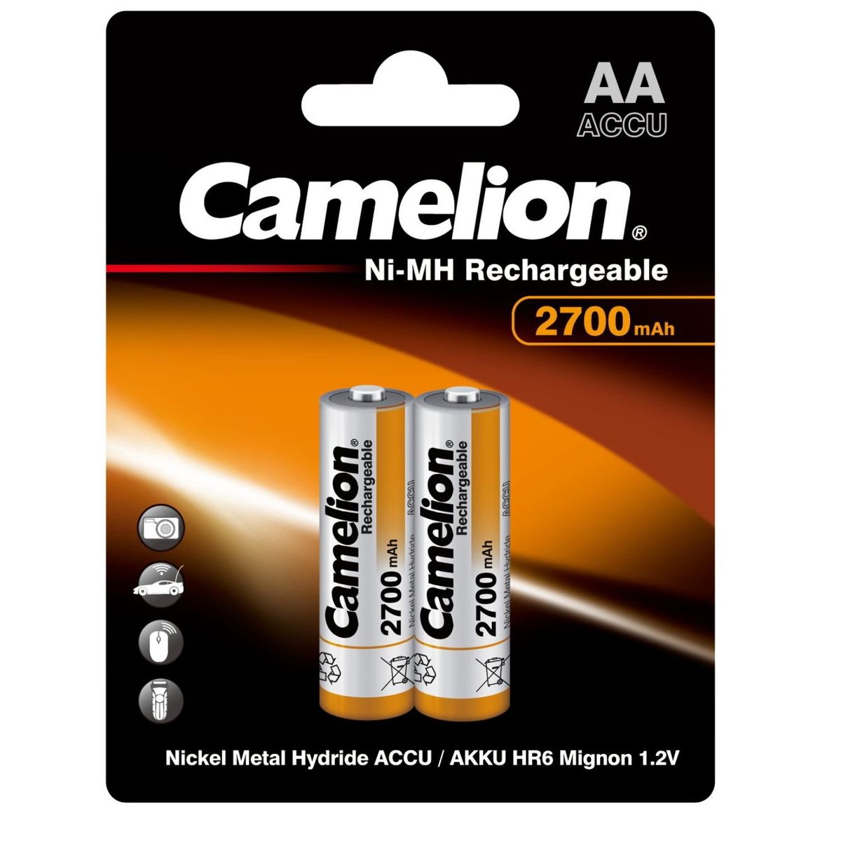 CAMELION - Pilas Recargables AA 2700mAh Camelion Alta Capacidad y Rendimiento