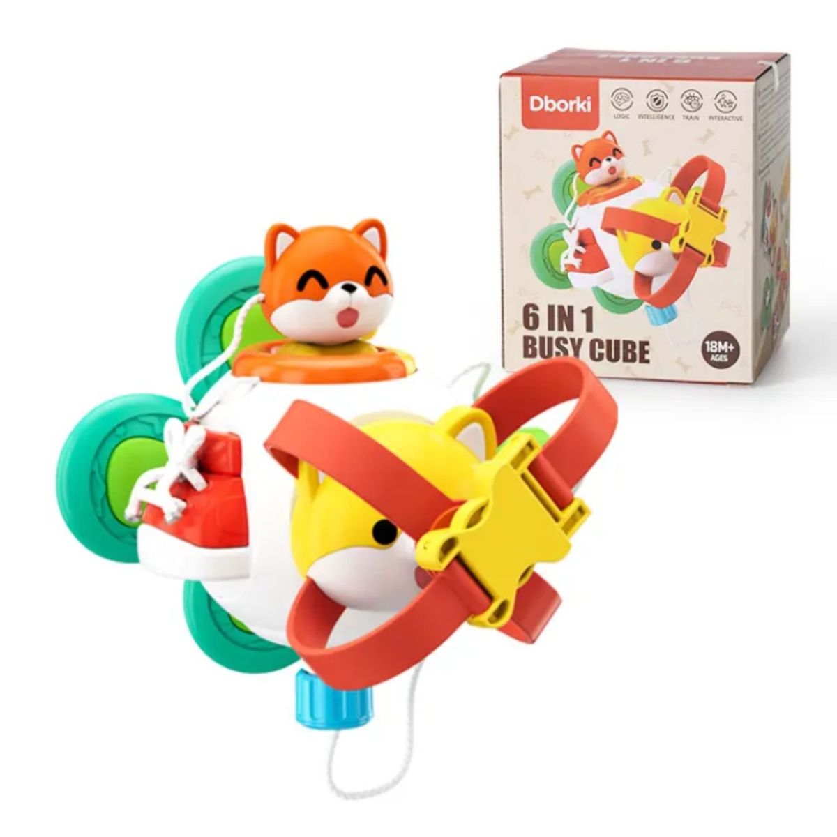 GENERICO - Cubo Sensorial Bebé 6 en 1 Modelo Zorrito