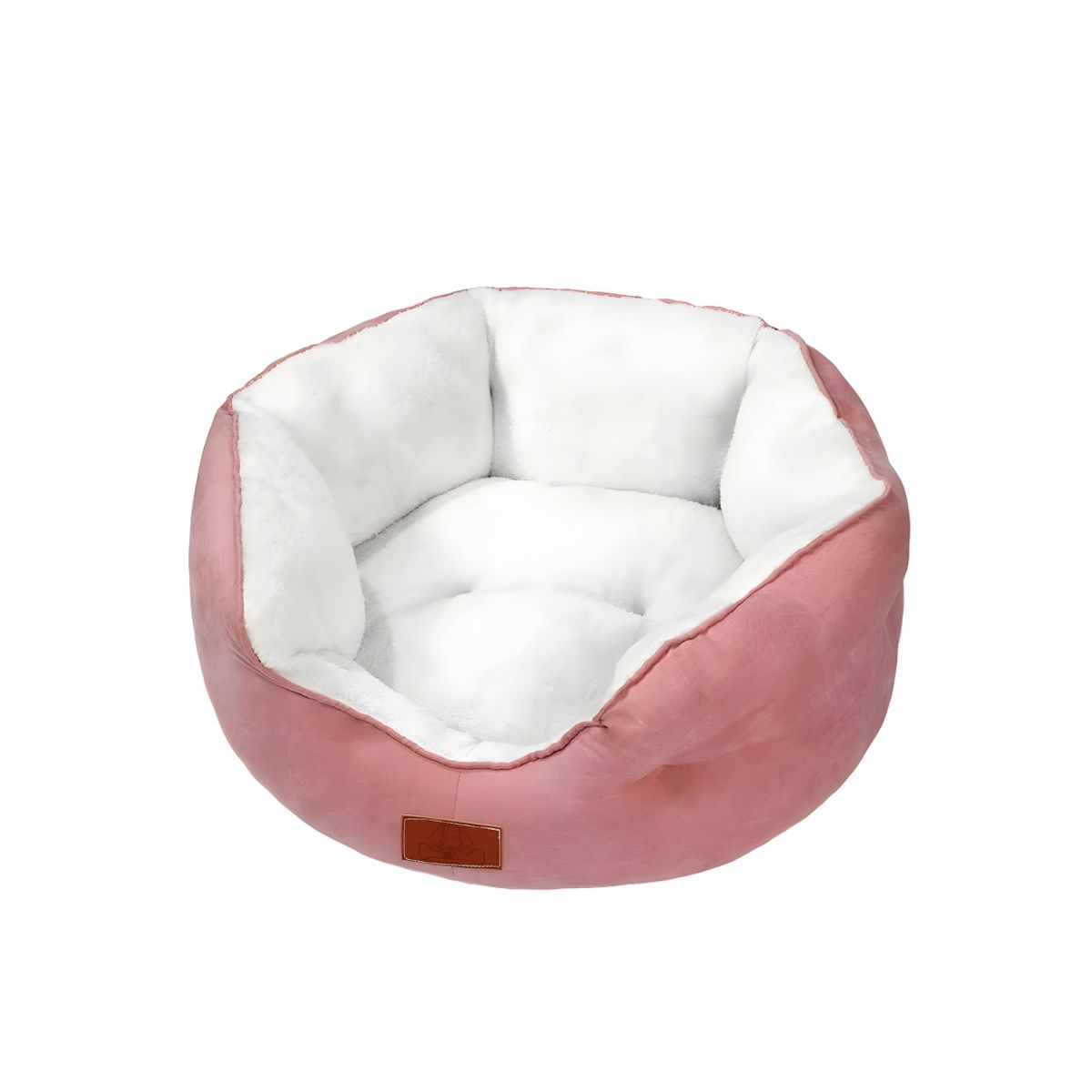 S&T - Cama Para Perros Acolchado Suede Rosa Blanco - Talla S