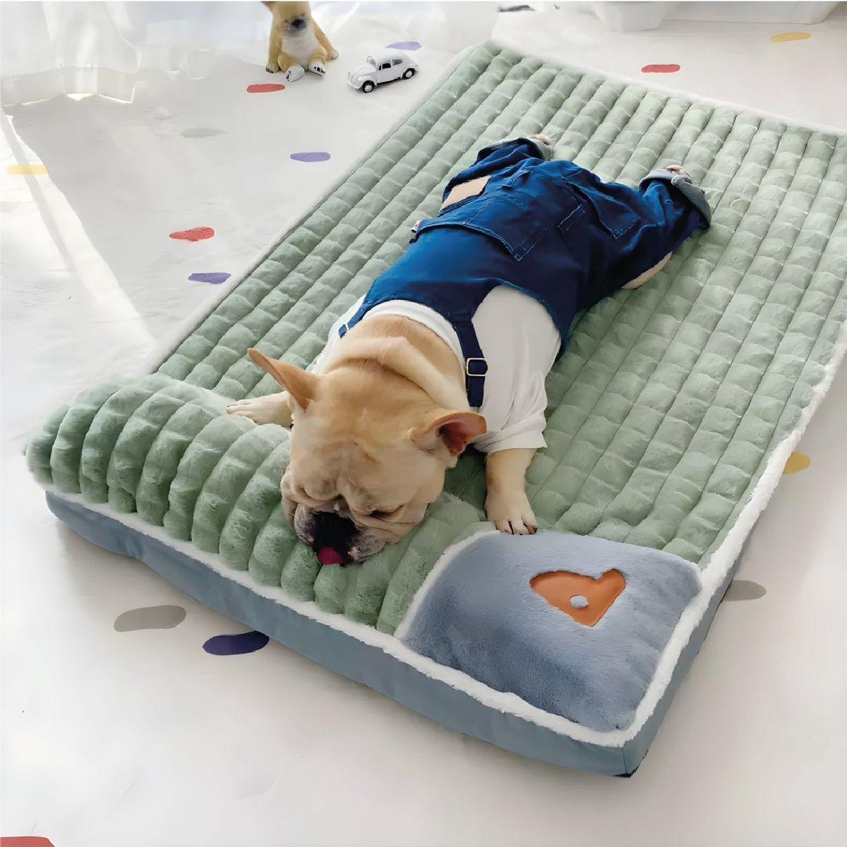 S&T - Cama Colchón Para Perros Funda Extraíble VerdeOscuro - Talla M