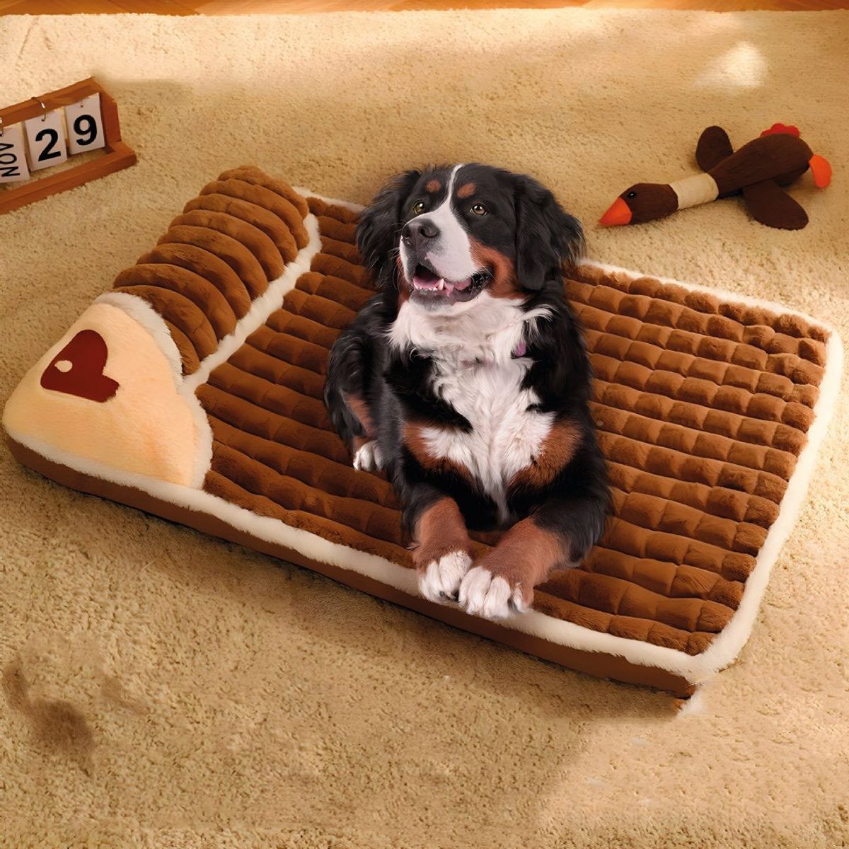 S&T - Cama Colchón Para Perros Funda Extraíble Marrón - Talla M