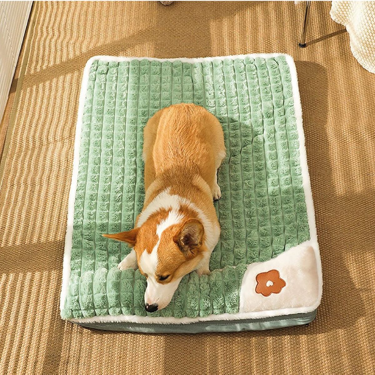 S&T - Cama Colchón Para Perros Funda Extraíble VerdeOscuro - Talla XL