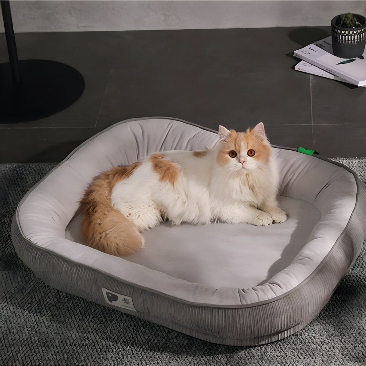 S&T - Cama Para Mascotas Extra Suave Gris Blanco - Talla XL